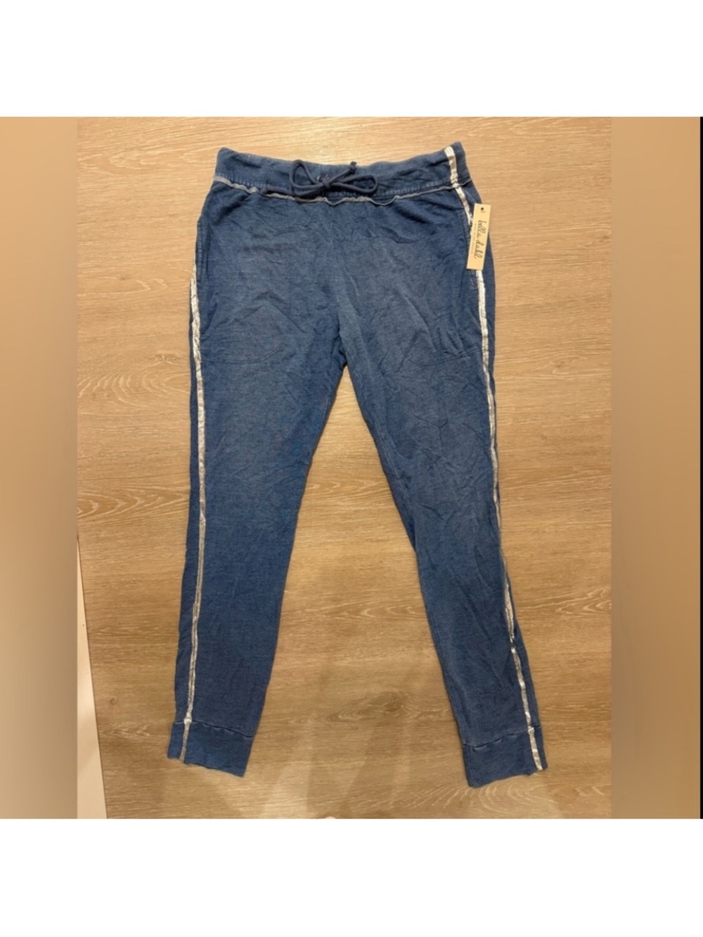 NWT Bella Dahl Tencel Jogger Pants Blue Drawstring Ankle Joggers Medium - Picture 2 of 12
